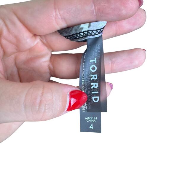 Torrid Black Floral Mesh Inlet High Neck Convertible Strap Tankini Swim Top - Picture 10 of 11